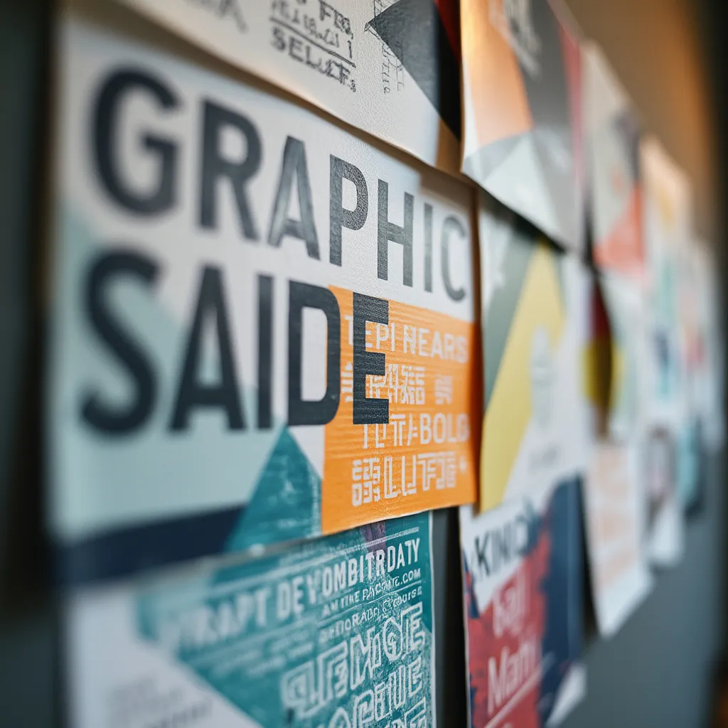 Detalhe de projeto de design gráfico em exposição